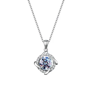 Dây chuyền bạc nữ đính kim cương Moissanite tròn cách điệu LILI_413898